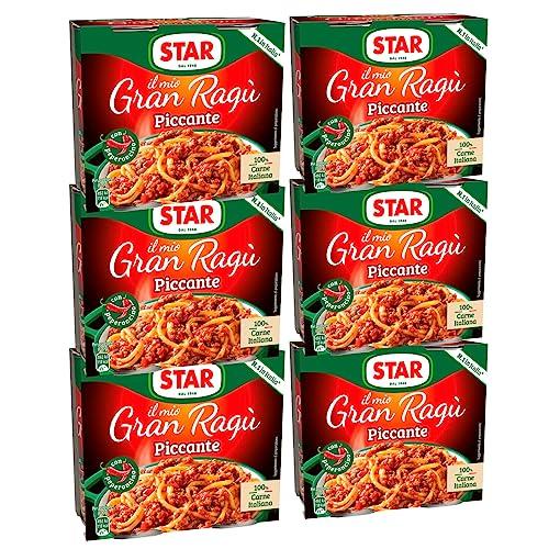 Star Il Mio Gran Ragù Piccante Sugo Pronto con Pomodoro Peperoncino e Carne Italiana Conserva Senza Glutine - 12 Lattine da 180g