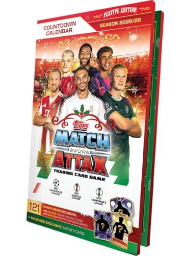 Topps UCC Match Attax 2025/26 - Calendario dell'Avvento - 121 carte Match Attax, tra cui 96 nuovissime carte parallele festive, 24 carte Squadzone festive dal nuovo look e 1 carta Infinity garantita!
