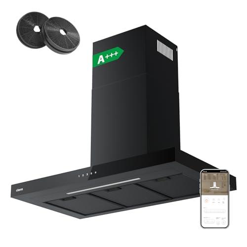 CIARRA CBCB9102 A+++ Cappa Aspirante 90 cm - 650m³/h - Wi-Fi App - Touch Control - 4 Velocità con Booster - Filtro Carbone Incluso -Evacuazione o Ricircolo - Design Moderno Nero