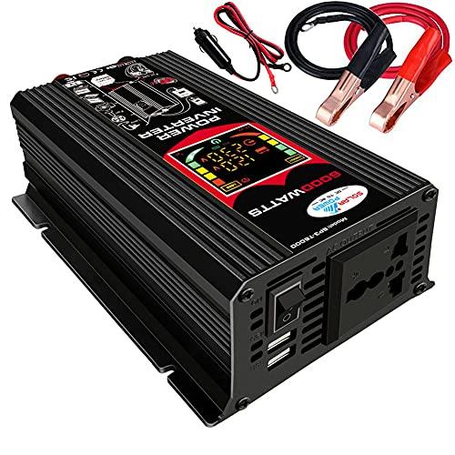 Iriisy Inverter 12v 220v Inverter per Auto 6000W Invertitore di Potenza con 2 Porte USB 2.1A per Automobile, Battello a Vapore, Auto Camper Frigorifero e Computer