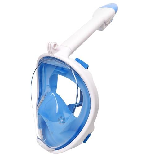 Jsdoin Maschera da Snorkeling Pieno Facciale,Maschera Subacquea con Visuale Panoramica 180° Design,Antiappannamento e Design Pieghevole per Adulti Bambini (Bianco Blu, S/M)