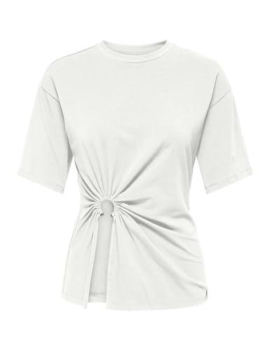 ONLY Onlcleo S/S O-Neck Top Jrs, Bianco, M