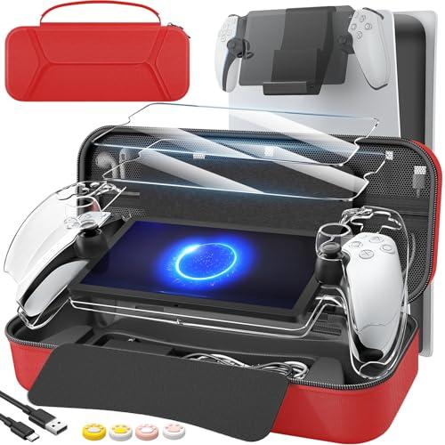 daydayup Set di accessori 14 in 1 compatibile con Playstation Portal Remote Player, borsa per il trasporto e appendiabiti con 2 pellicole protettive per lo schermo e 4 maniglie per pollice, pacchetto