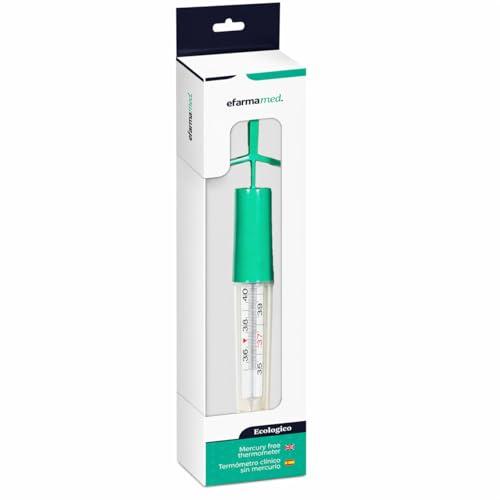 eFarmaMed Termometro Clinico al Gallio in Vetro Senza Mercurio, Precisione 0,1°C, Uso Orale Rettale Ascellare, Dispositivo Medico Ecologico Made in Italy