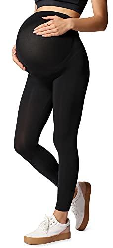 Be Mammy Leggins Premaman Donna Lunghi in Viscosa Vestiti Premaman 02 (Nero, XL)