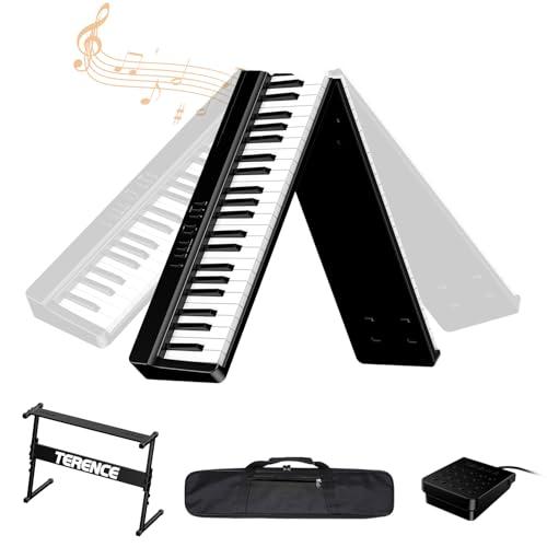 Pianoforte digitale portatile con supporto a Z TERENCE, tastiera per pianoforte semi-pesata a 88 tasti per principianti ed esperti funzione di registrazione audio integrata interfaccia MIDI Bluetooth