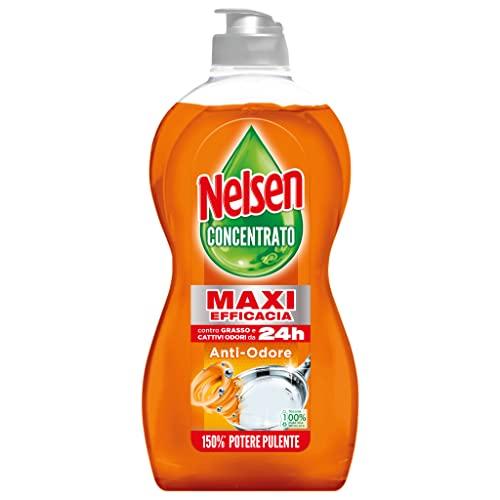 Nelsen detersivo stoviglie e piatti a mano, Concentrato di Potere Antiodore, con azione sgrassante, 450 ml