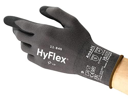 Ansell HyFlex 11-840 Guanti da Lavoro Professionali, Rivestimento in Nitrile Resistente all'Abrasione, Protezione Professionale per Usi Industriali e Meccanici, Nero, Taglia L (1 Paio)