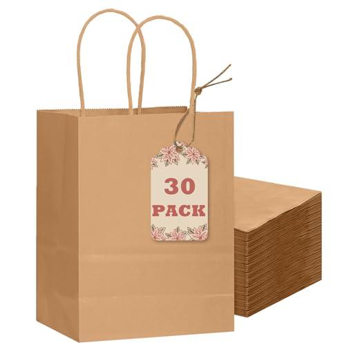 Gcardist Confezione da 30 sacchetti regalo marrone con manici Bulk 8.3