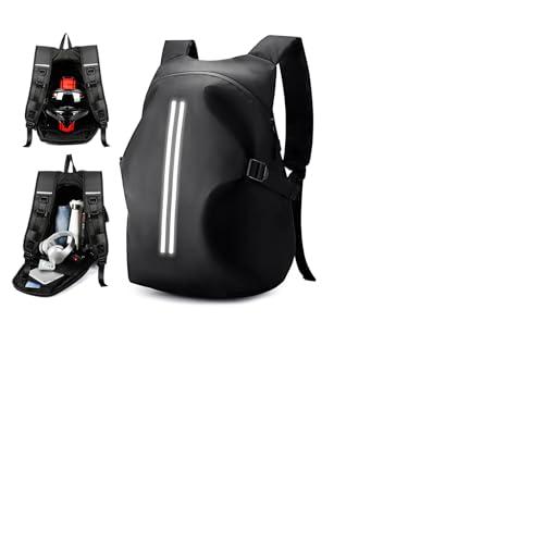 WEPLAN Zaino Moto Impermeabile Zaino per Casco Uomo Zaino da Moto con Portacasco Borsa Porta Casco Moto Cinturino per Casco da Moto,Nero L