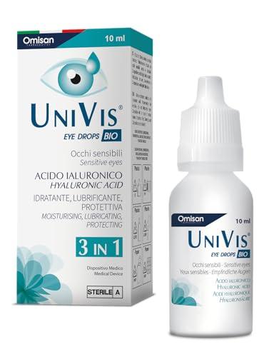 Univis Bio 3in1 - Collirio Sterile Idratante, Lubrificante, Protettivo. Con Acido ialuronico - 10 ml