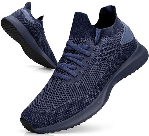 Giniros Sneakers Uomo Scarpe Running Corsa Ginnastica Camminata Traspiranti Mesh Sportive Palestra Casual Comode Scarpe Uomo Outdoor Fitness Jogging Blu Scuro 44EU