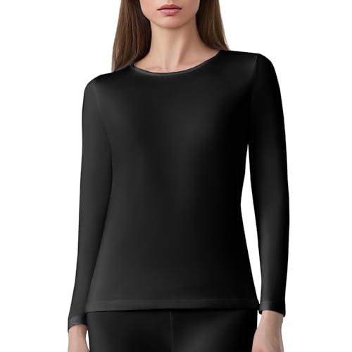 Channo Maglia Termica Morbida Donna: Comoda Leggera Traspirante Ideale per attività all’Aperto e Uso Quotidiano in Inverno (Nero M)