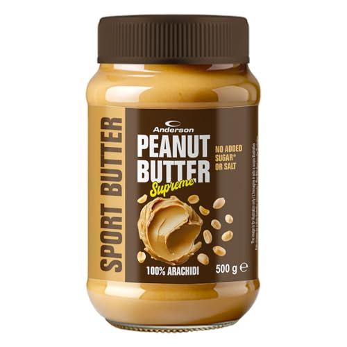 Anderson Sport Butter Supreme | 100% burro di arachidi naturale, senza glutine, senza zuccheri aggiunti, senza sale e senza conservanti | 500 g | Made in Italy