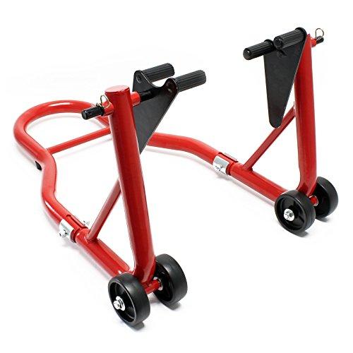 Wiltec Cavalletto alzamoto anteriore sotto forcella, max 450 kg, con rotelle, per ruote anteriori 230–290 mm