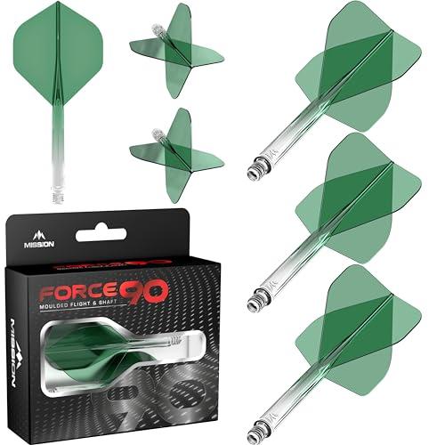 Mission Darts Force 90 | Freccette con sistema integrato di precisione e asta, confezione da 3 alette e steli combinati professionali altamente durevoli | Standard No.2