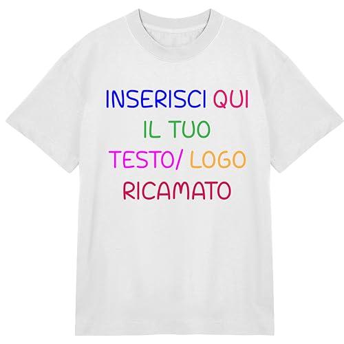 T-Shirt Oversize unisex Personalizzabile con Testo o Logo Ricamato, 100% Cotone