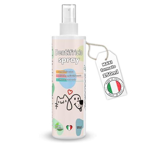 Dentifricio Spray per Cani e Gatti - Maxi Formato 150ml - Profumo per Alito Cattivo con Menta e Rosmarino - Pulizia Denti Senza Risciacquo e Insapore - Prodotto in Italia