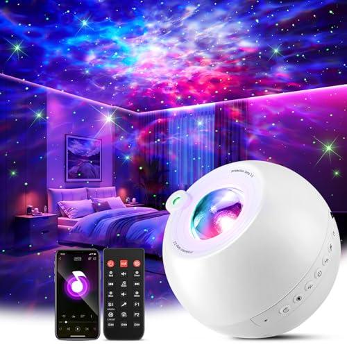 One Fire Proiettore Stelle Soffitto, 15 Colori 360 Luci Regali San Valentino Luce Notturna, 15 Rumore Bianco + 5.3 HiFi Bluetooth Proiettore Soffitto Lampada Camera da Letto, Lampada LED Idee Regalo