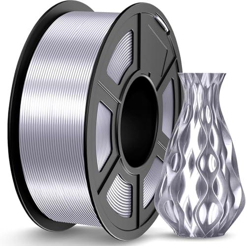 JAYO PLA Silk Filamento 1.75mm, Effetto Seta Filamento Stampanti 3D, PLA Seta Argento Bobina da 1.1kg, Precisione Dimensionale +/- 0.02mm