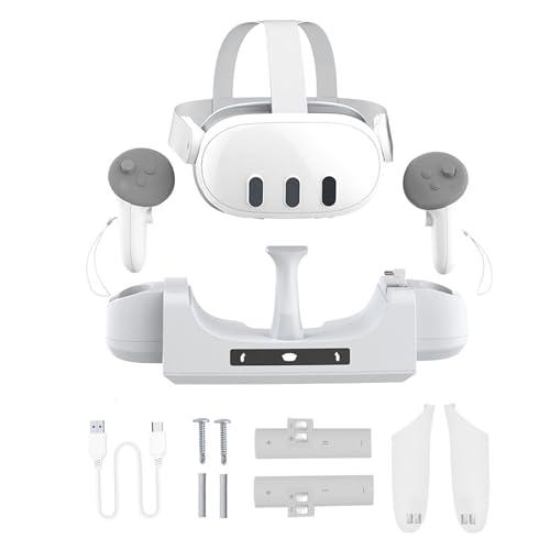HMHAMA Stazione di ricarica per Oculus/Meta Quest 3 VR Headset Supporto di ricarica con 2 batterie ricaricabili per controller touch e indicatore LED