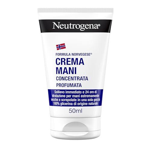 Neutrogena Formula Norvegese Crema Mani Concentrata Profumata, Crema mani riparatrice con Glicerina e Vitamina E, Crema mani secche e screpolate profumata per sollievo e idratazione 24h, 50 ml