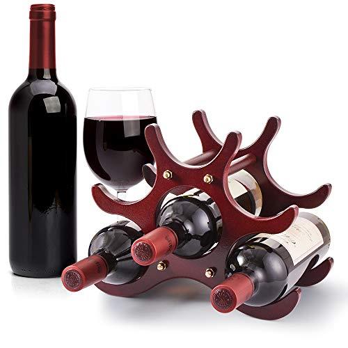 Gimars Portabottiglie Vino in Legno Naturale,Scaffale Cantinetta per Vini in Legno da Tavolo,Supporto per Bottiglie Vini da Incasso per Champagne Spumante,Vintage Marrone,6 Bottiglie