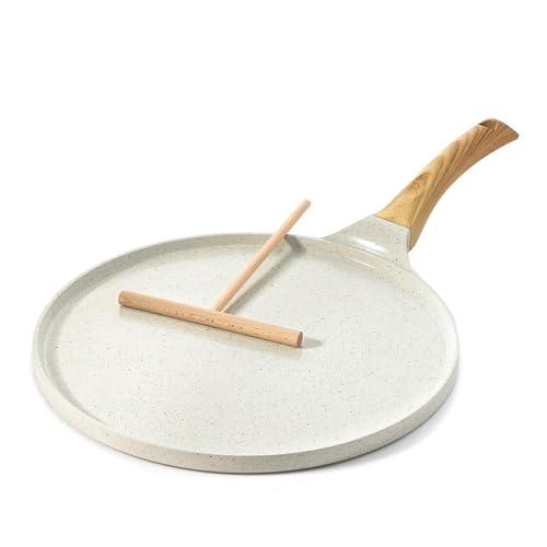 SENSARTE Padelle per Crepe 26cm Con Rivestimento Antiaderente In Ceramica, Crepiera con Distributore di Impasti, Per Ogni Piano Cottura Incluso l'Induzione