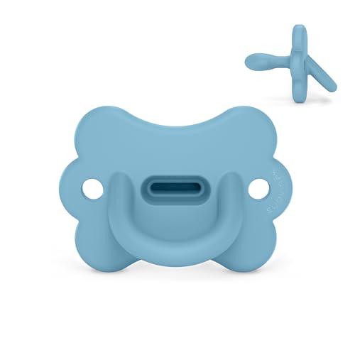 Suavinex, Ciuccio Tutto in Silicone, per Bambini 6/18 Mesi e Neonati, Ciuccio con Tettarella Fisiologica Sx Pro, Super Morbido e Flessibile, Ideale per Dormire, Color Essence Butterfly, Infinity Blue
