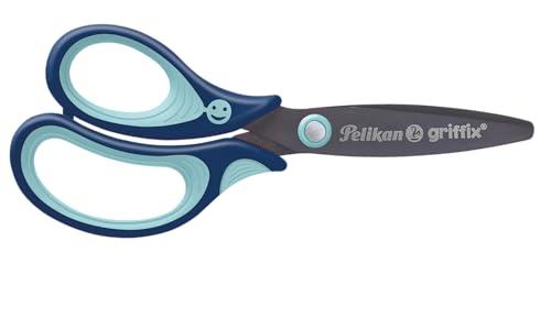 Pelikan - Griffix - Forbici per Bambini - Blu - Mancini - Per Scuola - Impugnatura Ergonomica Pedagogica - Made in Germany