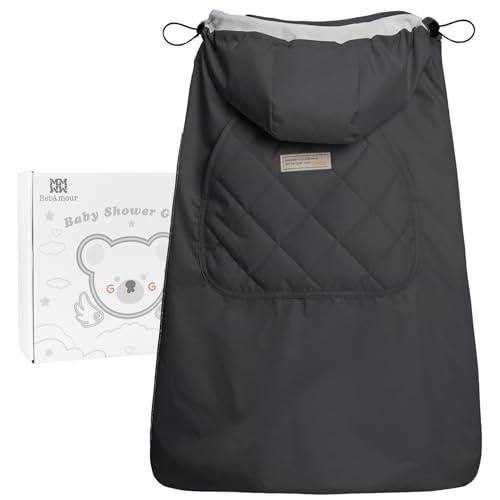 Bebear Copertura invernale per marsupio Calda felpa universale con cappuccio per marsupio per tutte le stagioni(Dark Grey)