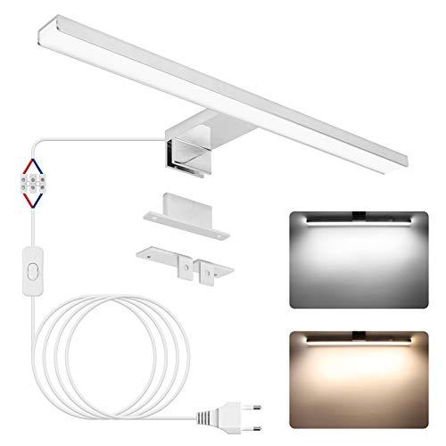 NIORSUN Lampada Specchio Bagno LED 12W 40cm Doppia Temperatura Colore 4000K 6000K, Impermeabile IP44,1100Lm Luce Specchio Bagno, Lampada Bagno Possono Essere Montato Su Specchio/Mobile/Parete
