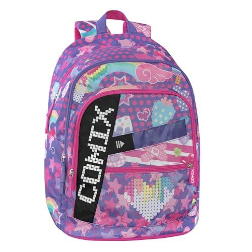 COMIX Ultra Bright - Zaino Scuola Pannello Scrittura Led Personalizzabile, 3 Ampi Scomparti, Tasca Frontale, Schienale e Fondo Termoformati, Spallacci Imbottiti e Regolabili, 32x43Hx23 cm, 31 L
