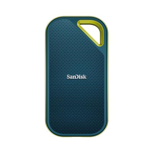 SANDISK Extreme PRO 2 TB SSD portatile (velocità massima di 2000 MB/s, crittografia hardware a 256 bit, la protezione da cadute da un massimo di tre metri, protezione contro acqua e polvere) Monterey
