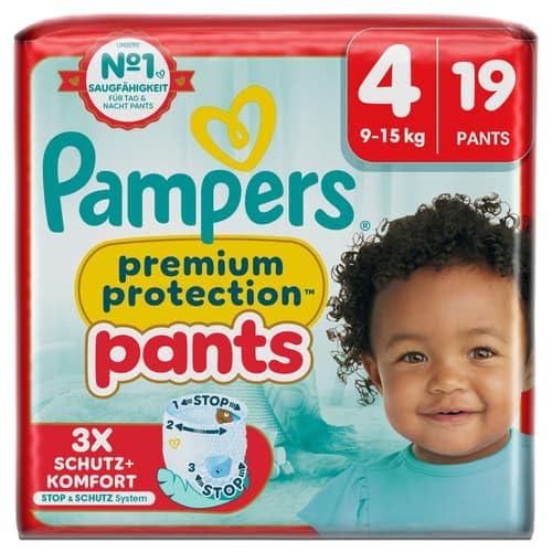 Pampers Premium Protection Pants Taglia 4, 19 Pannolini Mutandine, 9 kg-15 kg, Con una Tenuta a 360° e barriere antiperdite morbide 2 volte più larghe rispetto a quella anteriore per comfort e