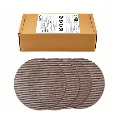 GZKTY 50 Pezzi Rete Dischi Abrasivi 150mm, Grana 60/80/120/180/240, Per Levigatrice Orbitale da 150mm e Levigatrici per Legno per la levigatura di superfici dure, legno, stucco, vernice, metallo