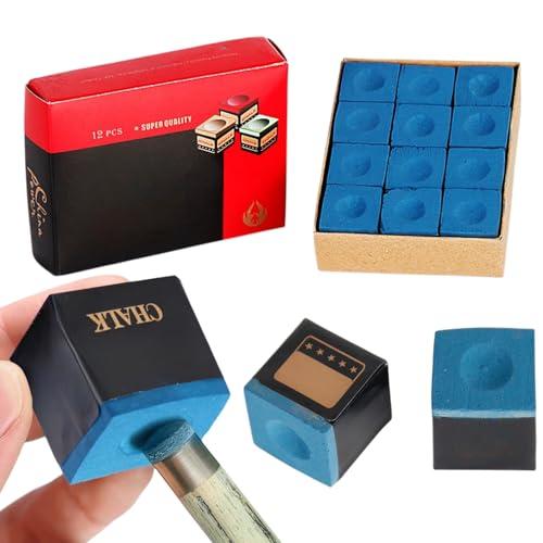 ZDL Gesso Biliardo Scatola,12pcs Gessetti per Tacchetti da Biliardo,Gesso Stecca Blu,Gessetti Biliardo,Gesso da Biliardo,Gessetto da Biliardo,Pool Cue Cubes,per Appassionati e Professionisti