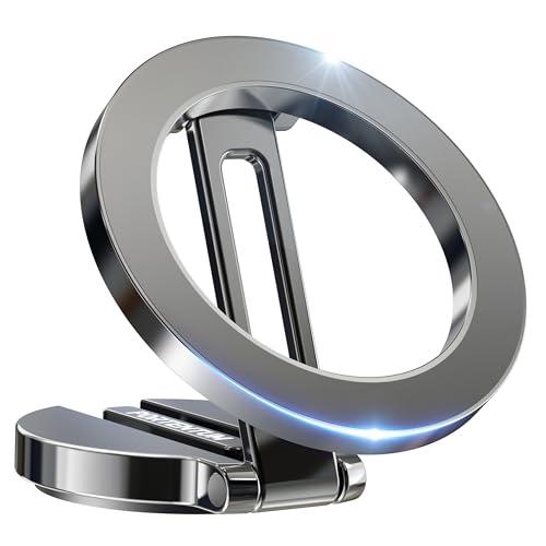 PORTENTUM Porta Cellulare Auto per Magsafe Pieghevole – Con Fissaggio Magnetico (20x N52) e Rotazione a 360° – Per Cruscotto Ufficio o Altre Superfici - Grigio scuro