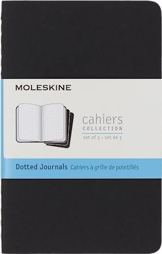 Moleskine Cahier Journal, Set 3 Quaderni con Pagine Puntinate, Copertina in Cartoncino con Cucitura in Cotone Visibile, Colore Nero, 124 Pagine, Formato Pocket 9 x 14 cm
