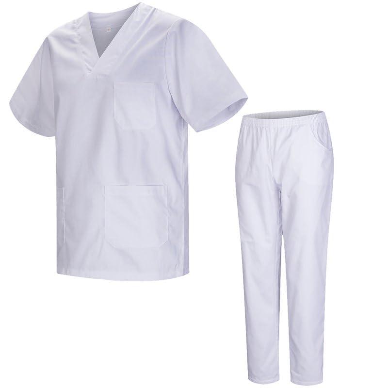 MISEMIYA - Uniformi Unisex Set Camice – Uniforme Medica con Maglia e Pantaloni Uniformi Mediche Camice Uniformi sanitarie - Ref.8178 - Large, Bianco 21