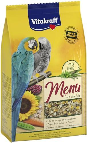 Vitakraft Menü, alimento completo per pappagalli, con noci e verdura, con vitamine e minerali, senza zuccheri aggiunti (1x 3kg)