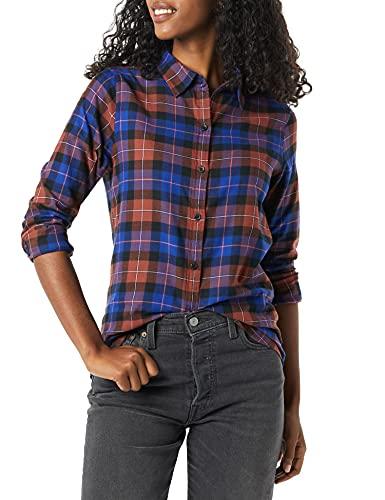 Amazon Essentials Camicia in Flanella Leggera a Maniche Lunghe, vestibilità Classica Donna, Multicolore A Quadri, L