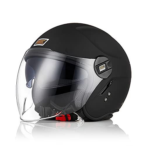 ORIGINE Casco Jet Moto Casco Aperto Scooter con Doppia Visiera Omologato ECE ( SWAT MATT BLACK,L)…