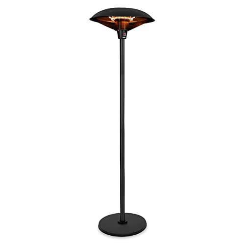 VONROC Riscaldatore a infrarossi da esterno 2000W con piedistallo. 3 livelli di calore. Radiazione a 360 gradi. Modello Eolo. Nero