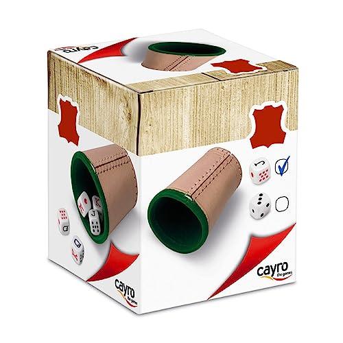 Cayro - Gioco Di Dadi Da Poker - Coppa + 5 Dadi Da Poker - Coppa In Pelle Foderata All'Interno - Gioco Da Tavolo Per Adulti - Ideale Come Regalo - Gioco In Famiglia