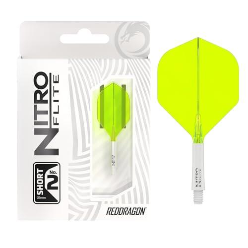 RED DRAGON Darts – Nitro Flite Integrato Sistema di Volo e Albero – No.2 Forma e Design – Bianca & Gialla Colore, Breve Lunghezza