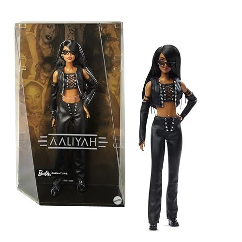 Barbie Signature Aaliyah la “Principessa dell'R&B”, bambola da collezione con abito nero in ecopelle ispirato video musicale di “One in a Million”, accessori inclusi, 6+ anni, HRM80