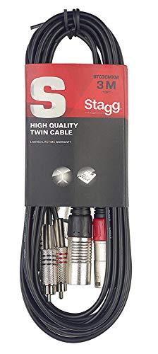 Stagg Cavo doppio RCA maschio a doppio XLR maschio STC3CMXM serie S da 3 m