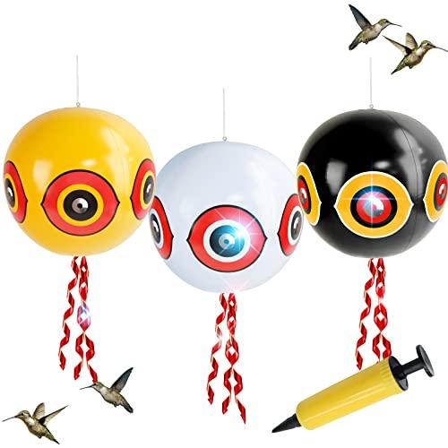 3 Pezzi Palloncini Spaventapasseri, Spaventa Uccelli, Palloni Dissuasori per Volatili, 3 Colori, con Pompa per Palloncini