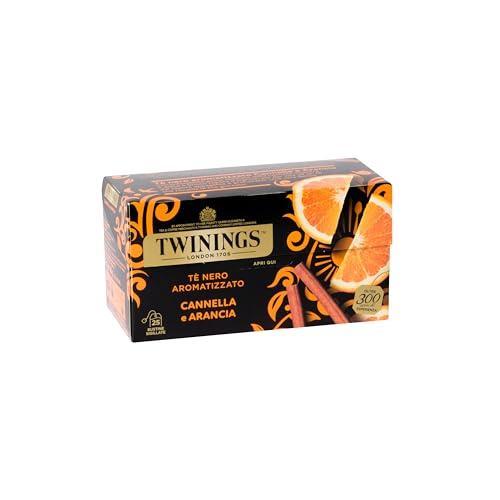 Twinings, Tè Nero Aromatizzato all'Arancia e Cannella, Sapore Avvolgente, con Caffeina, Infusi e Tisane, Confezione da 25 Filtri